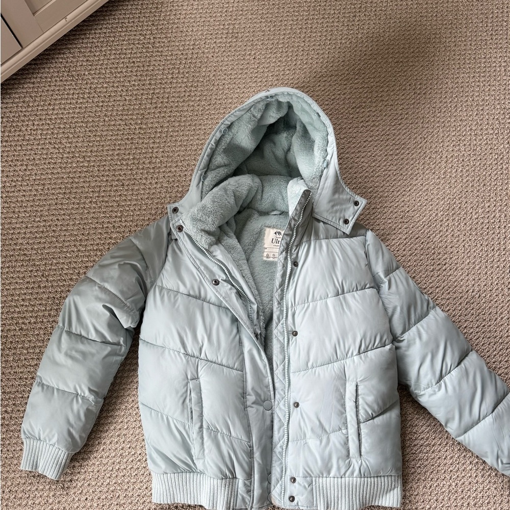 Abercrombie & Fitch Gray Quilted Puffer Jacket with Hood
